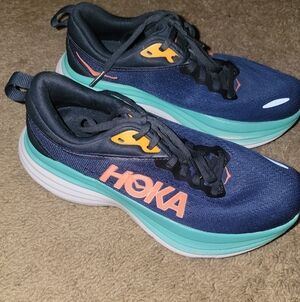 HOKA BONDI 8 Women's Blue/ Aqua/pink Athletic Shoes